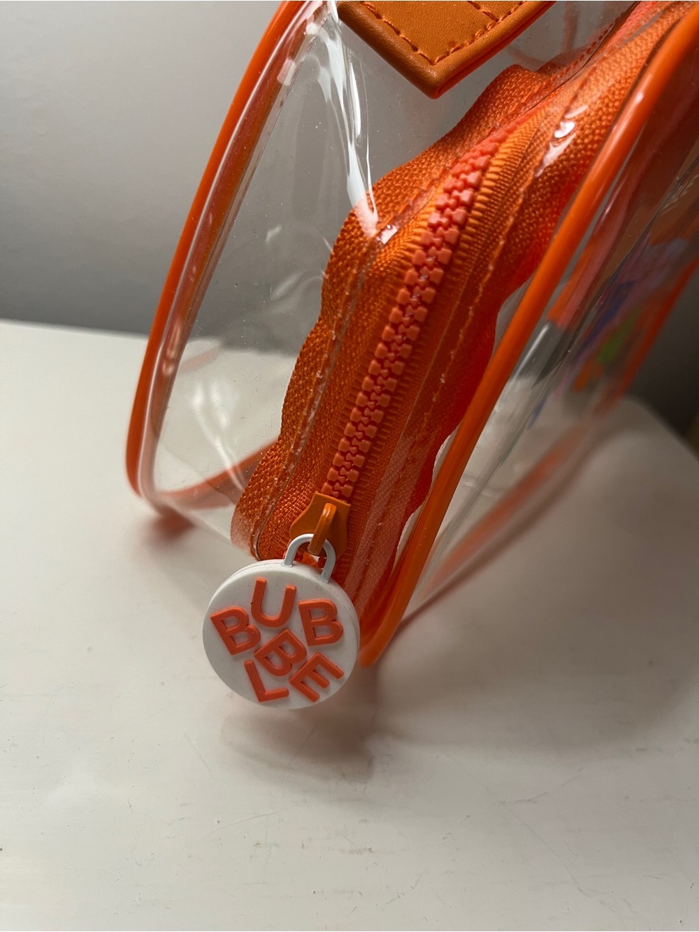 Bubble ‘One of a Kind’ Clear Orange Travel Cosmetic Bag - Picture 3 of 3